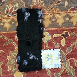 Ladies fuzzy and soft acrylic black infinity scarf with matching headband